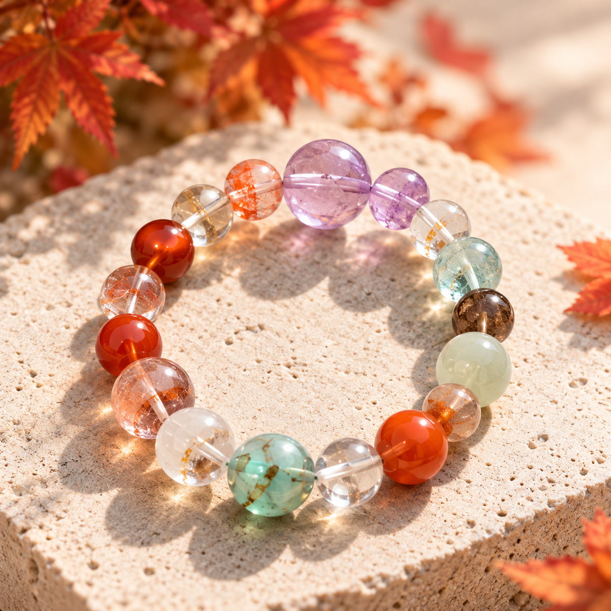Wood & Fire Harmony Gemstone Bracelet