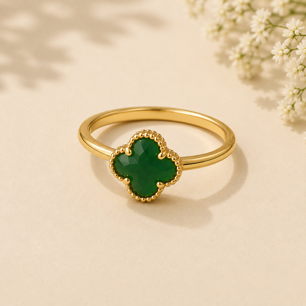 Jade Clover Ring