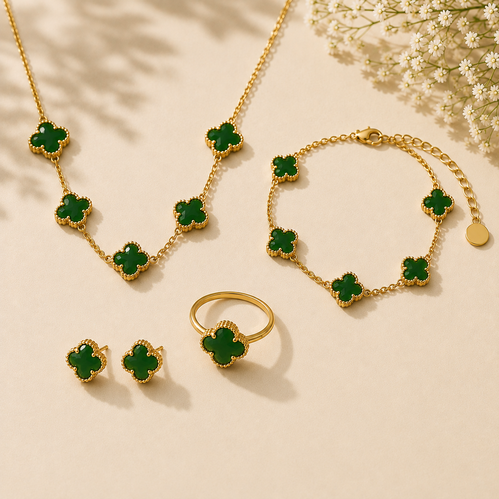 Jade Clover Jewelry Set